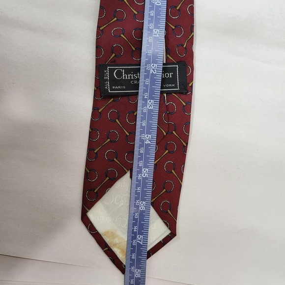 Vintage Christian Dior Silk Ties Lot of 2 Red Pink Barbie Core Flaw # 643 - Picture 11 of 12